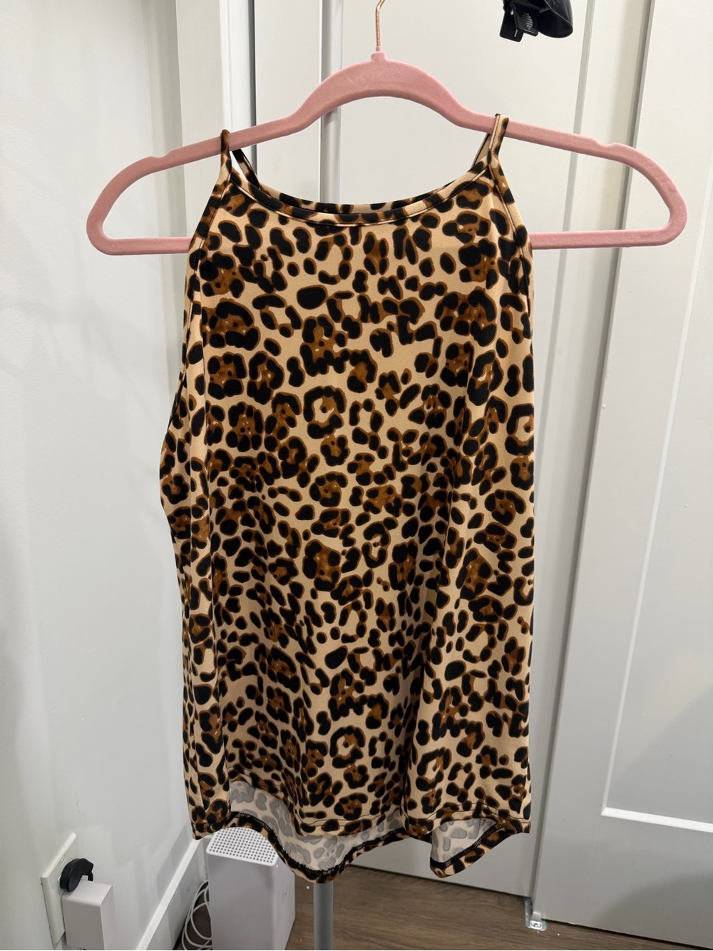 Leopard Print Satin Tank Top - Brown